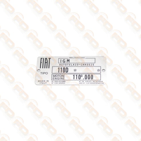 TARGHETTA IDENTIFICATIVA FIAT 500 D