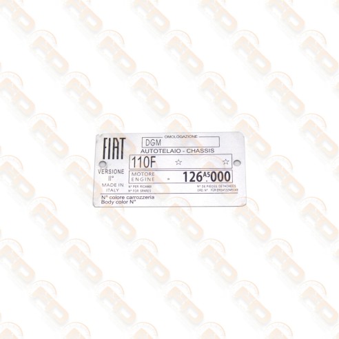 TARGHETTA IDENTIFICATIVA FIAT 500 R