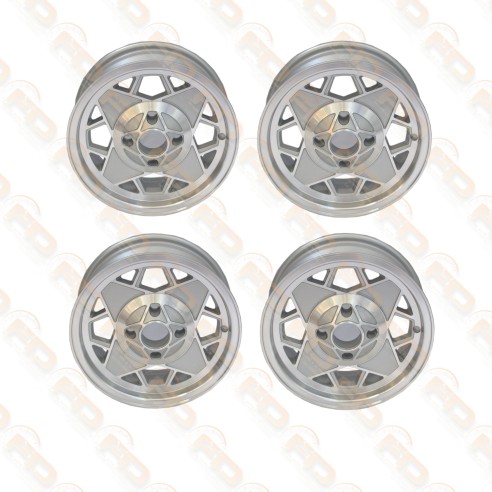 KIT 4 CERCHI TIPO MILLEMIGLIA SPORTIVI PER FIAT 126 ATTACCO STRETTO - 4,5x12'' - CON FINITURA DIAMANTATA