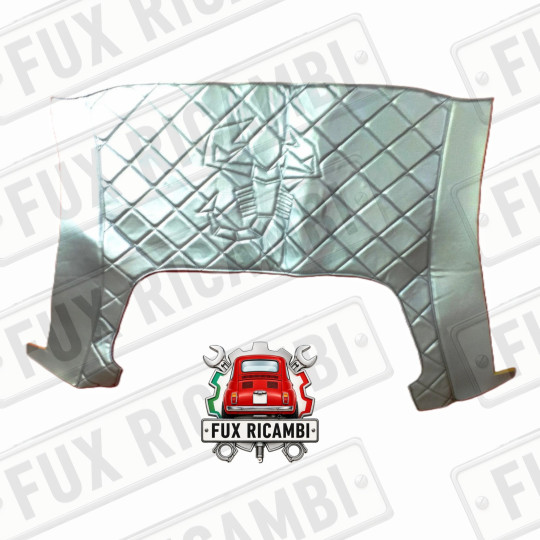 PADIGLIONE SOTTOTETTO SPORTIVO  STEMMA ABARTH IMBOTTITO PER FIAT 500 EPOCA F L R COLORE ARGENTO