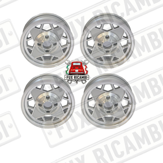 KIT 4 CERCHI TIPO MILLEMIGLIA SPORTIVI PER FIAT 126 ATTACCO STRETTO - 4,5x12'' - CON FINITURA DIAMANTATA