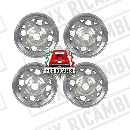 KIT 4 CERCHI TIPO MILLEMIGLIA SPORTIVI PER FIAT 500 ATTACCO LARGO - 4,5x12'' - CON FINITURA DIAMANTATA